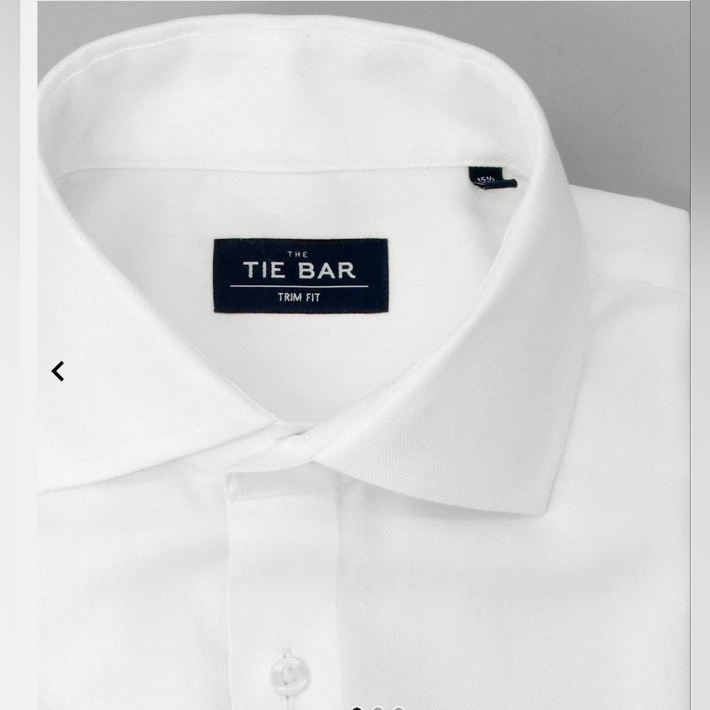 Mens Herringbone - French Cuff White Non-Iron Dress Shirt